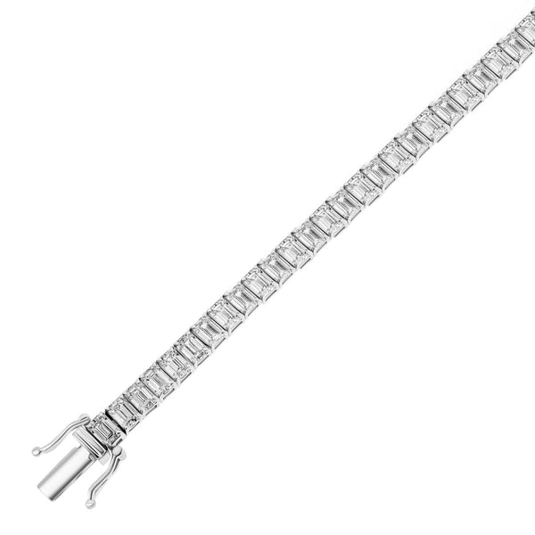 Lab grown platinum 15.00ct emerald cut diamond tennis bracelet