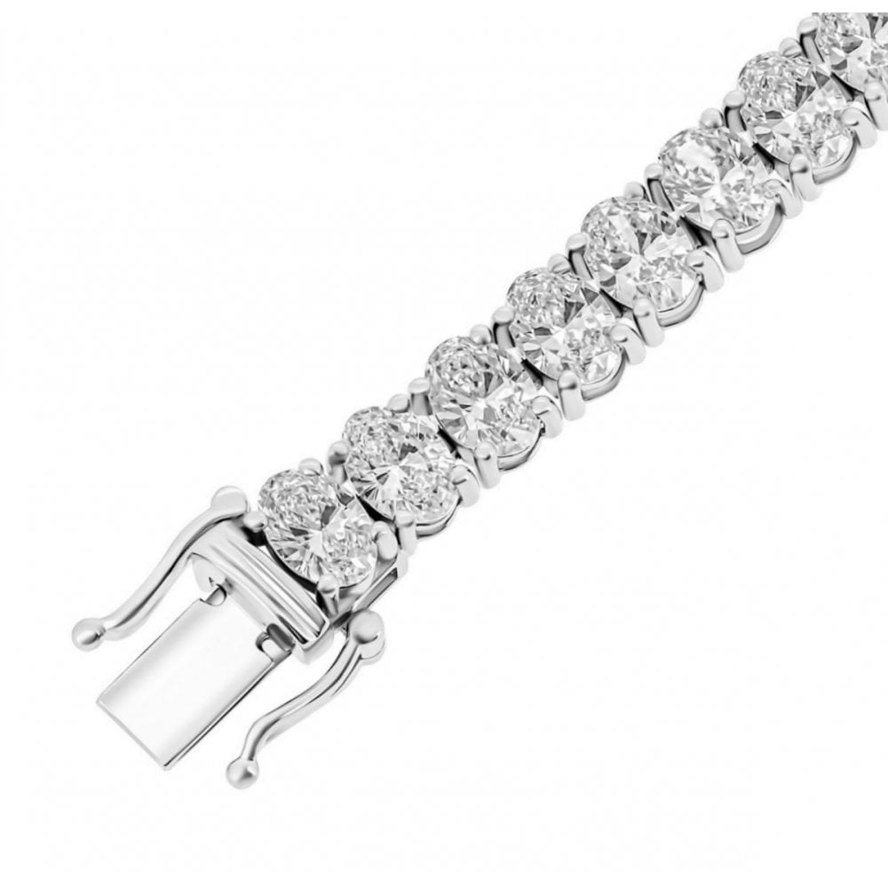 Lab grown platinum 20.00ct oval cut diamond tennis bracelet
