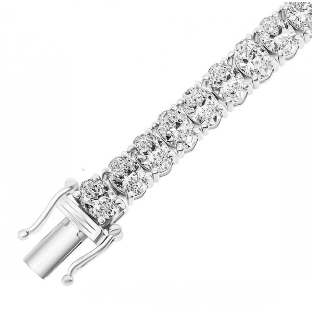 Lab grown platinum 15.00ct oval cut diamond tennis bracelet