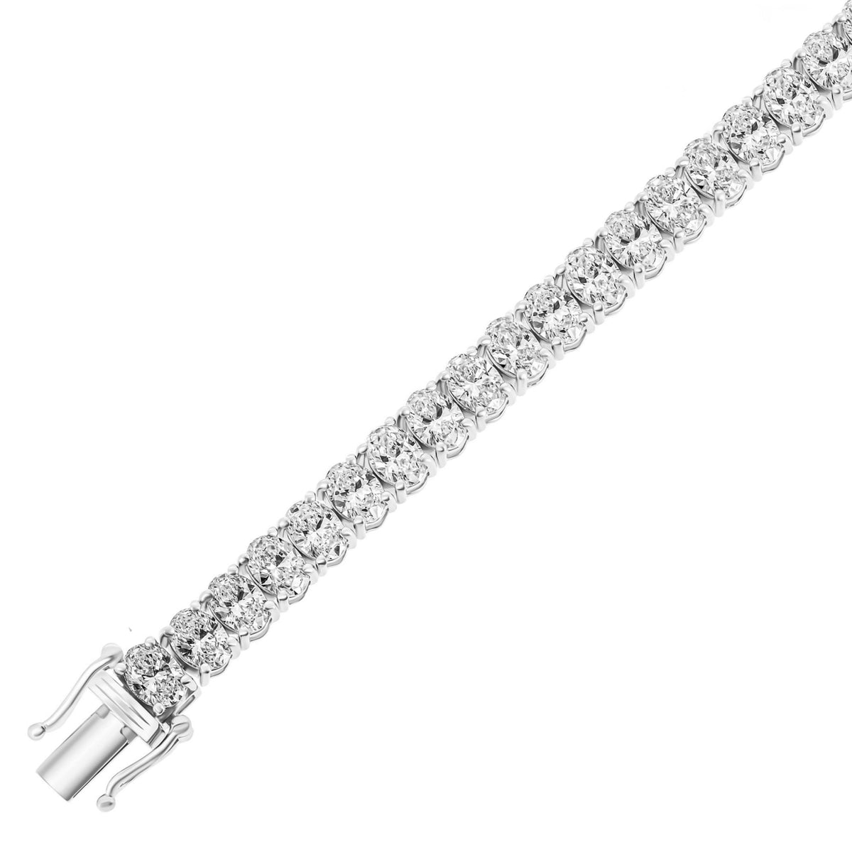 Lab grown platinum 15.00ct oval cut diamond tennis bracelet