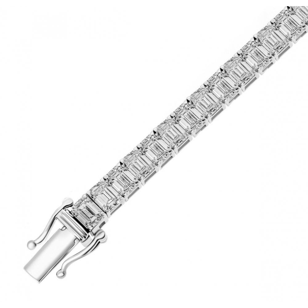 Lab grown platinum 18.50ct emerald cut diamond tennis bracelet