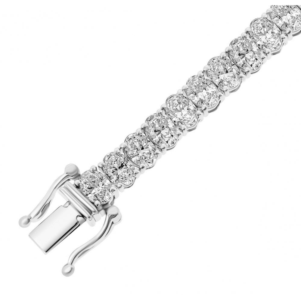 Lab grown platinum 11.00ct oval cut diamond tennis bracelet
