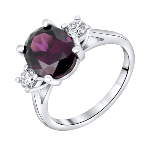 Platinum 3.49ct royal purple garnet & 0.28ct diamond ring