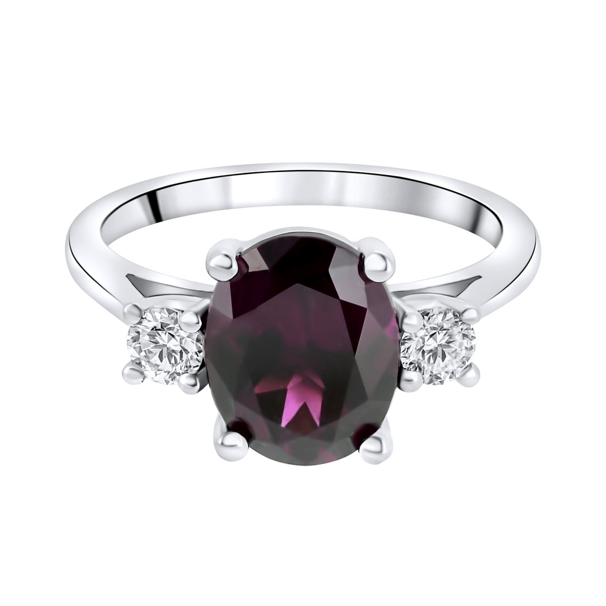 Platinum 3.49ct royal purple garnet & 0.28ct diamond ring