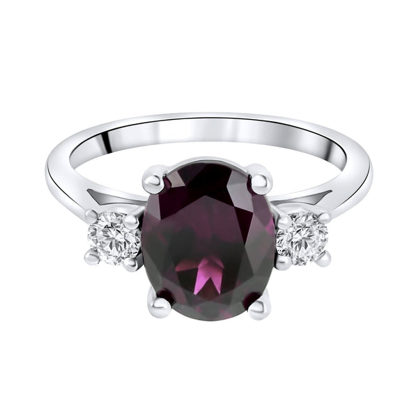 Platinum 3.49ct royal purple garnet & 0.28ct diamond ring