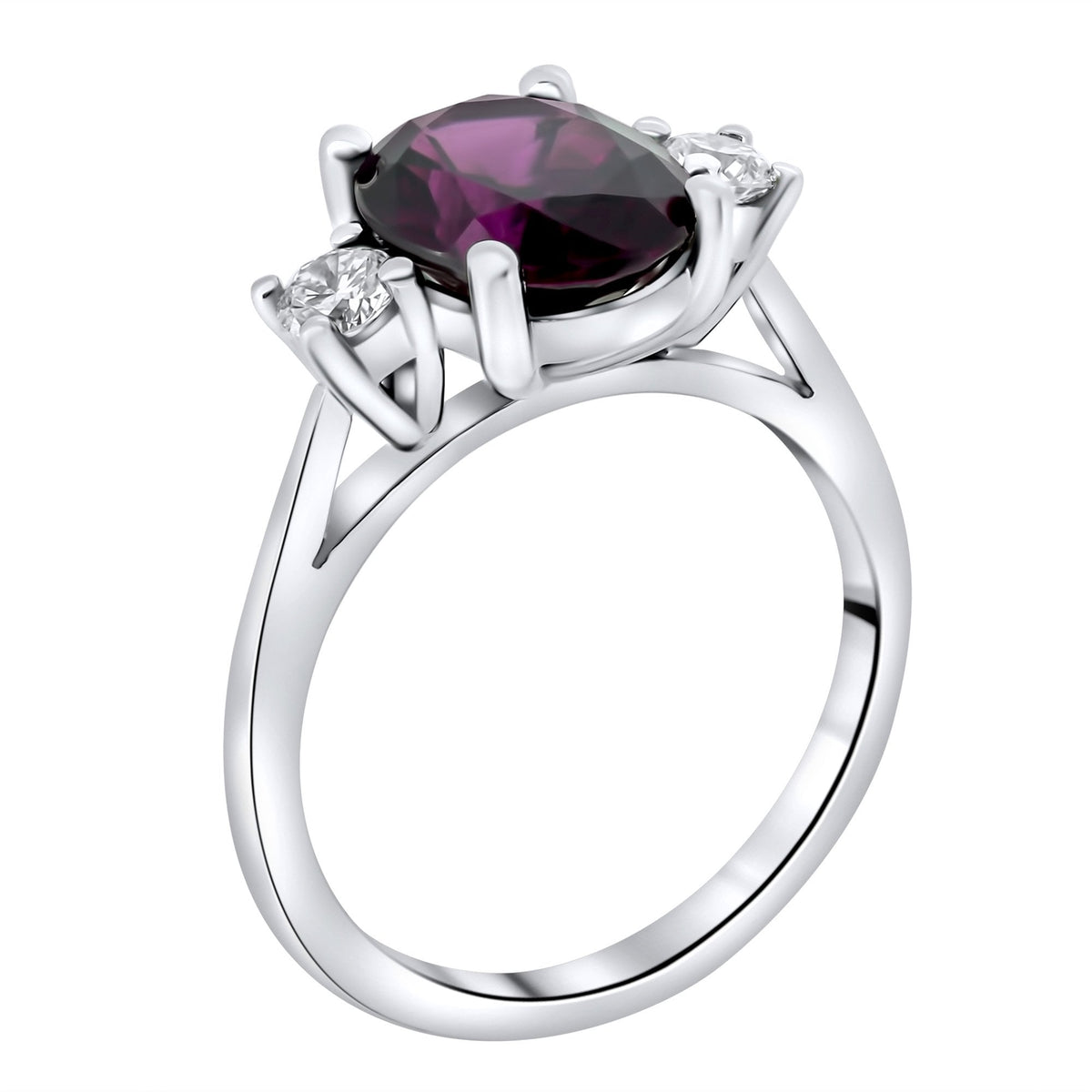 Platinum 3.49ct royal purple garnet & 0.28ct diamond ring