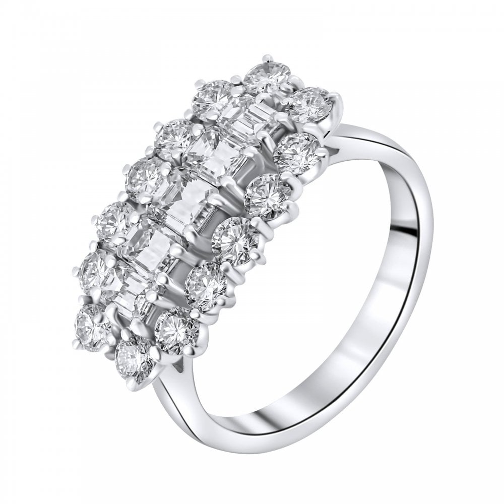 Platinum 2.00ct 5 stone baguette diamond cluster ring
