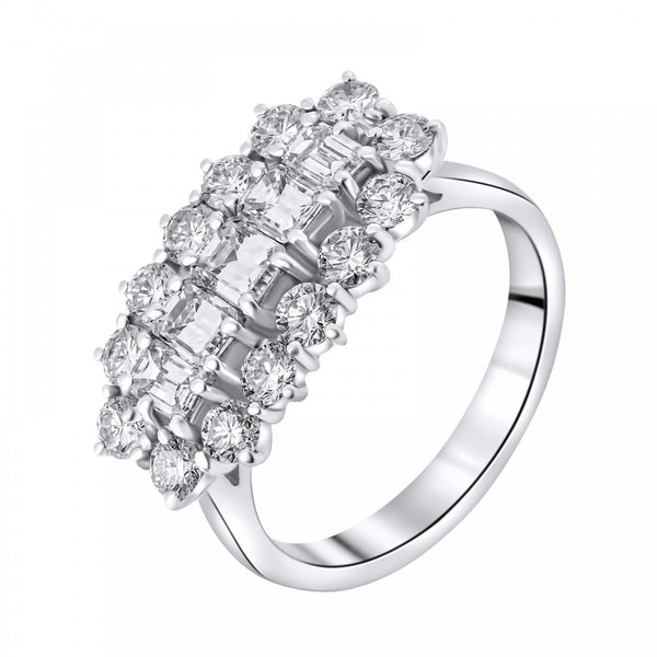 Platinum 2.00ct 5 stone baguette diamond cluster ring