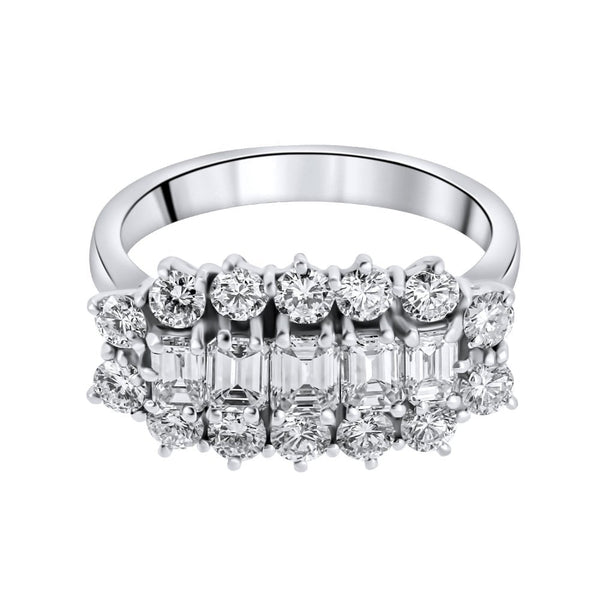 Platinum 2.00ct 5 stone baguette diamond cluster ring