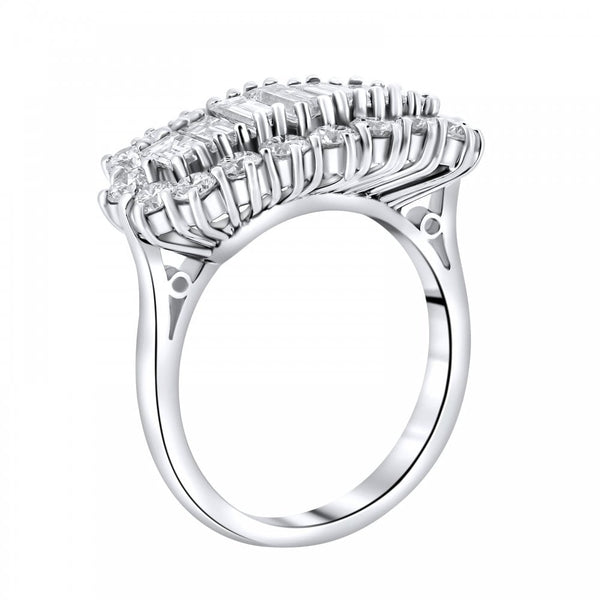 Platinum 3.00ct 5 stone baguette diamond cluster ring