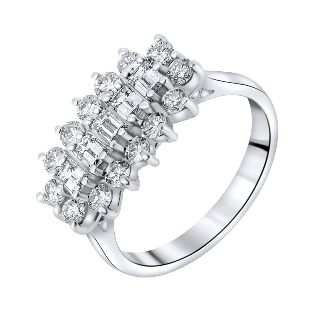 Platinum 1.30ct baguette diamond cluster ring