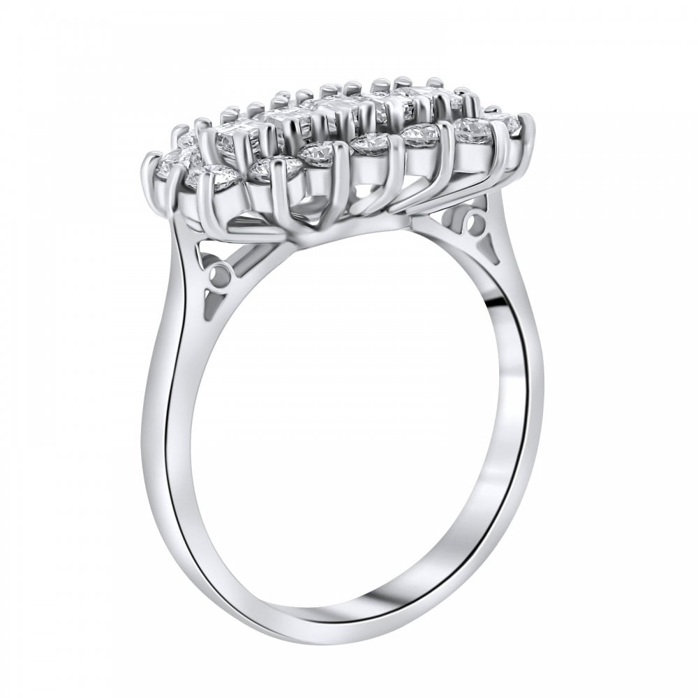 Platinum 1.30ct baguette diamond cluster ring