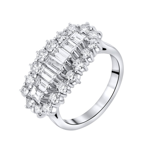Platinum 2.46ct baguette cut diamond cluster ring