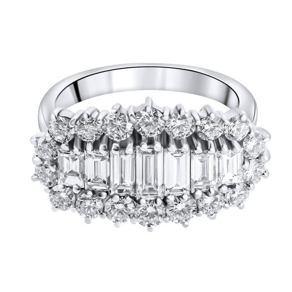 Platinum 2.46ct baguette cut diamond cluster ring