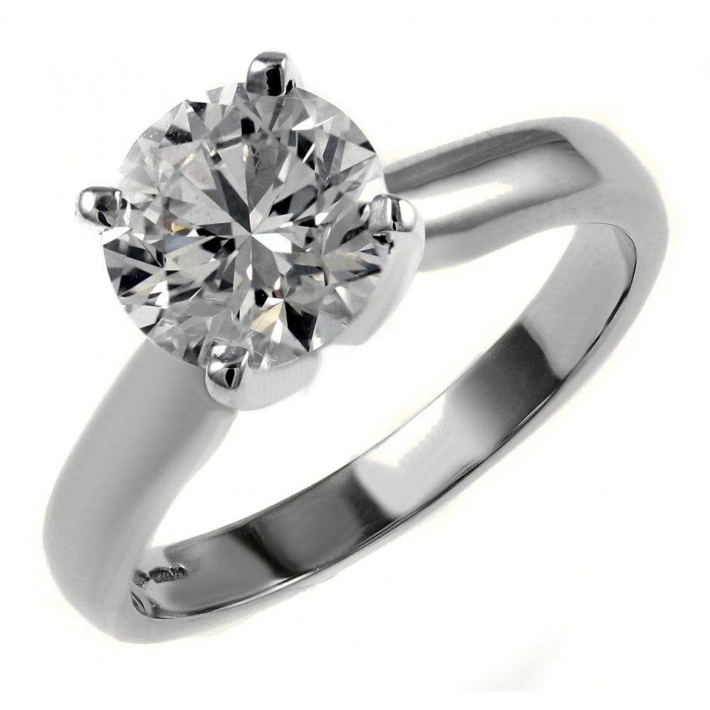 Platinum 2.01ct H SI1 GIA round brilliant cut diamond ring