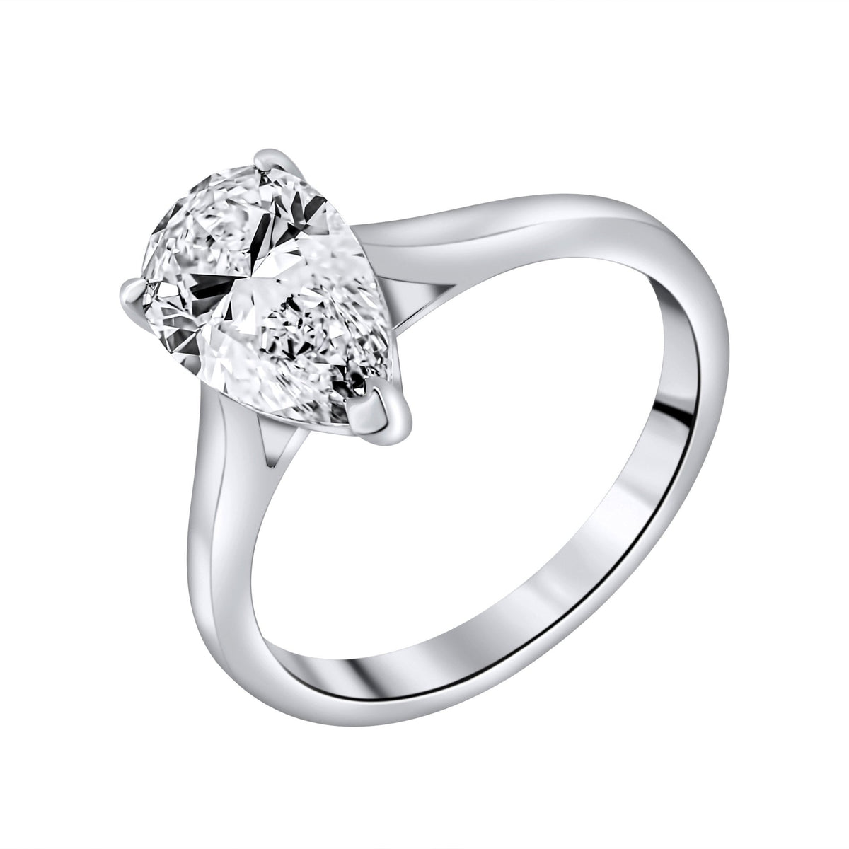 Lab grown platinum 2.00ct D VVS2 IGI pear cut diamond ring