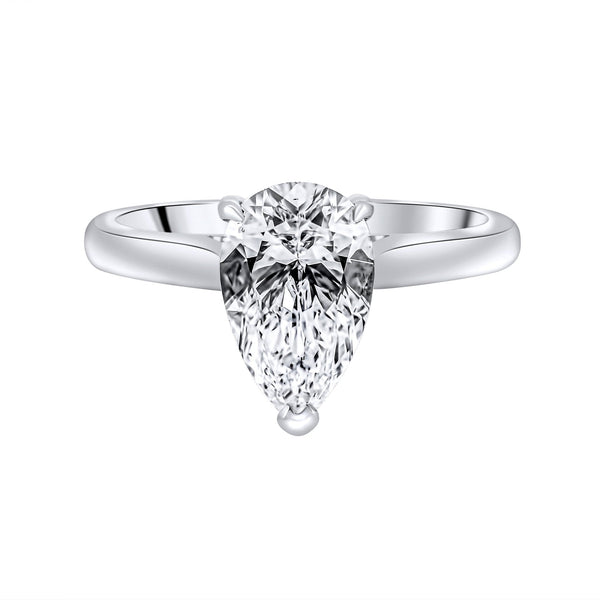 Lab grown platinum 2.00ct D VVS2 IGI pear cut diamond ring