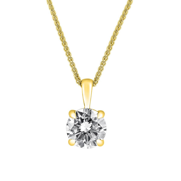 Lab grown 18ct yellow gold 1.50ct D VVS2 round diamond pendant