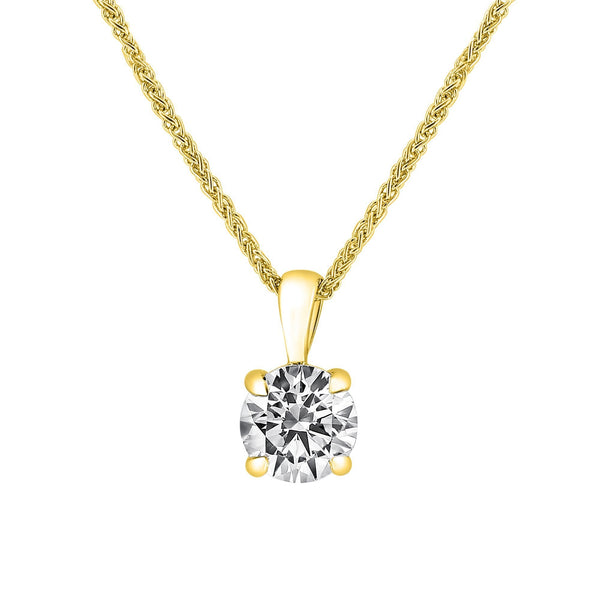 Lab grown 18ct yellow gold 1.02ct D VVS2 round diamond pendant