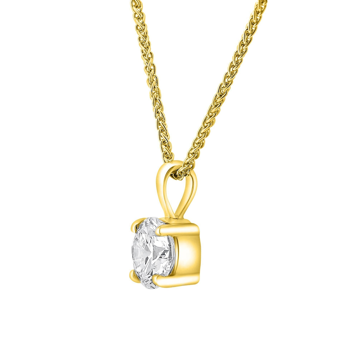 Lab grown 18ct yellow gold 1.02ct D VVS2 round diamond pendant