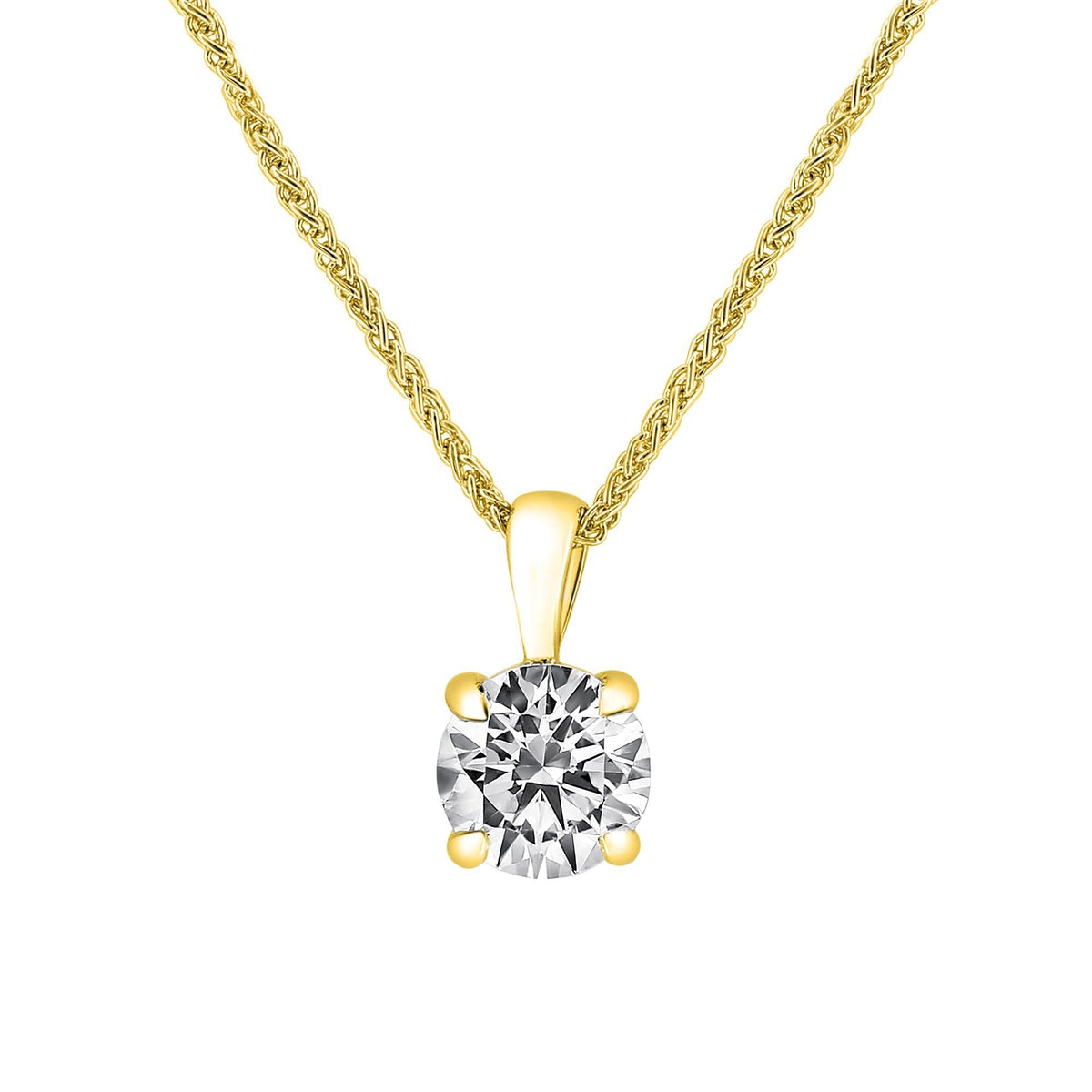 Lab grown 18ct yellow gold 1.21ct D VVS2 round diamond pendant