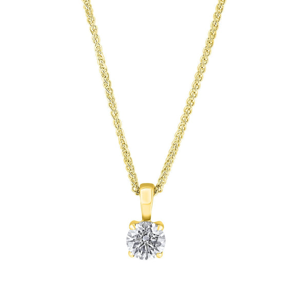 Lab grown 18ct yellow gold 0.66ct D VVS2 round diamond pendant