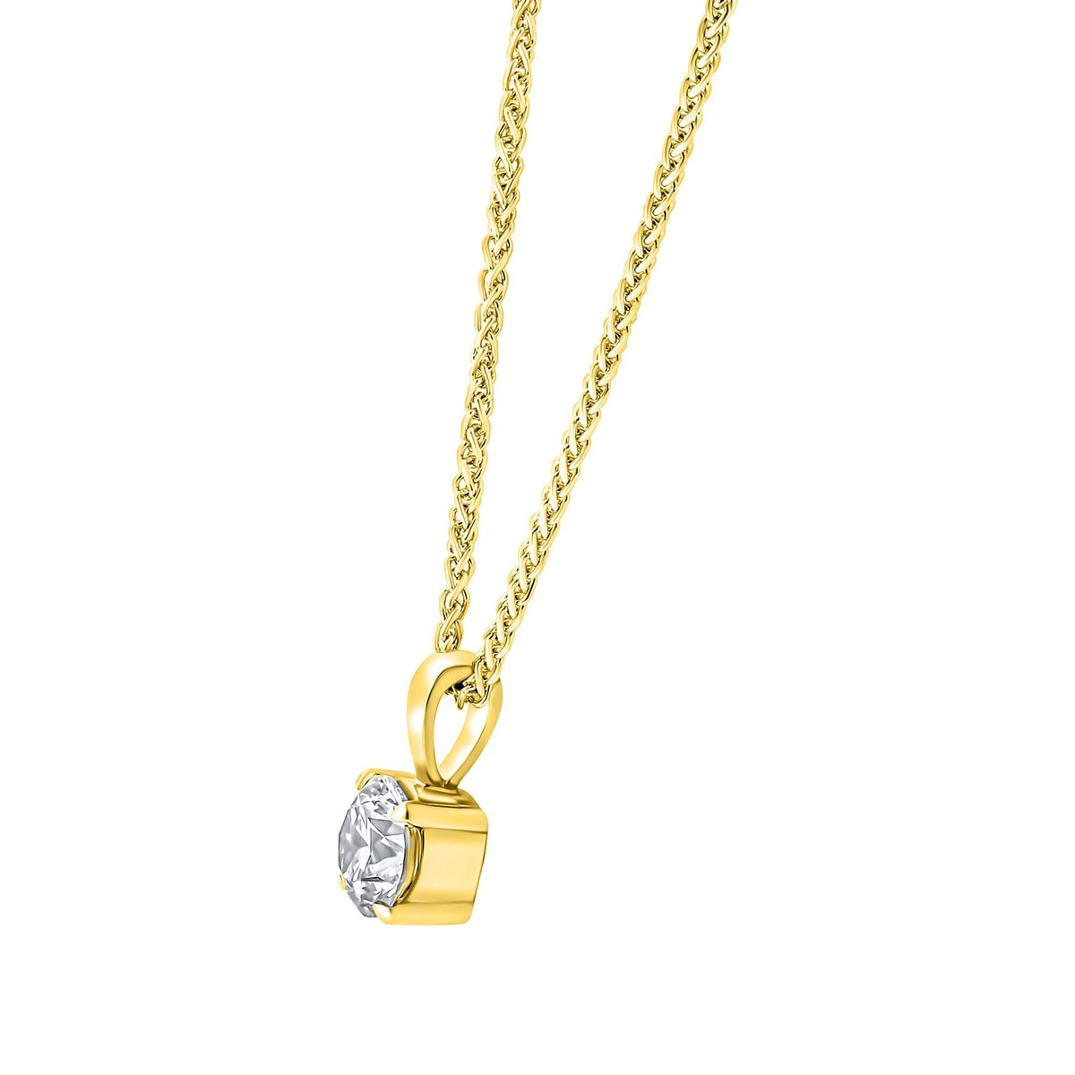 Lab grown 18ct yellow gold 0.66ct D VVS2 round diamond pendant