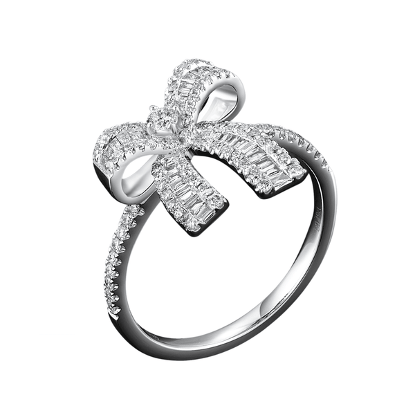 Platinum 0.48ct diamond bow cluster ring