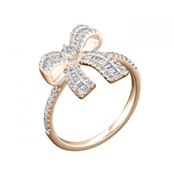 18ct rose gold 0.48ct diamond bow cluster ring