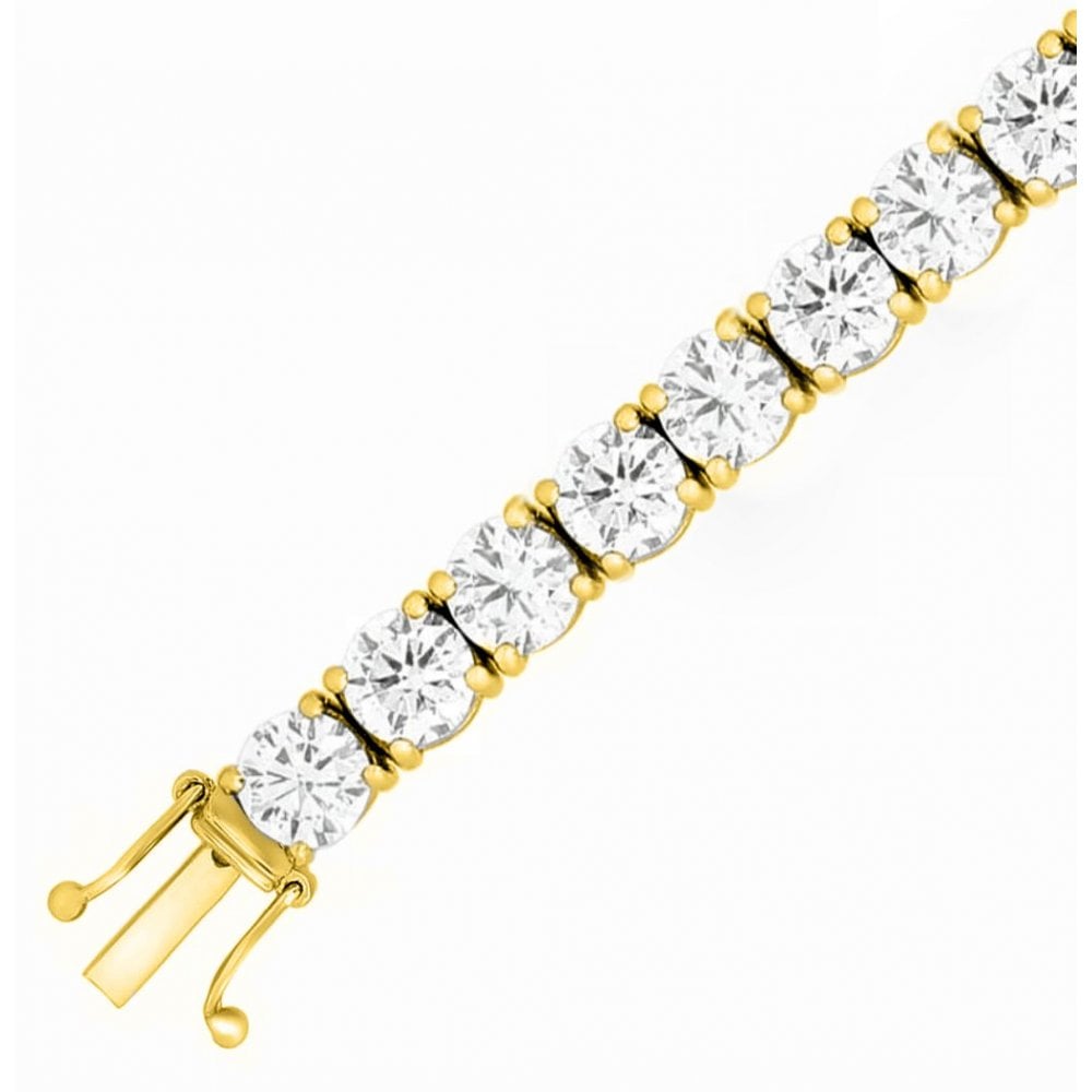 Lab grown 18ct yellow gold 21.33ct round diamond tennis bracelet