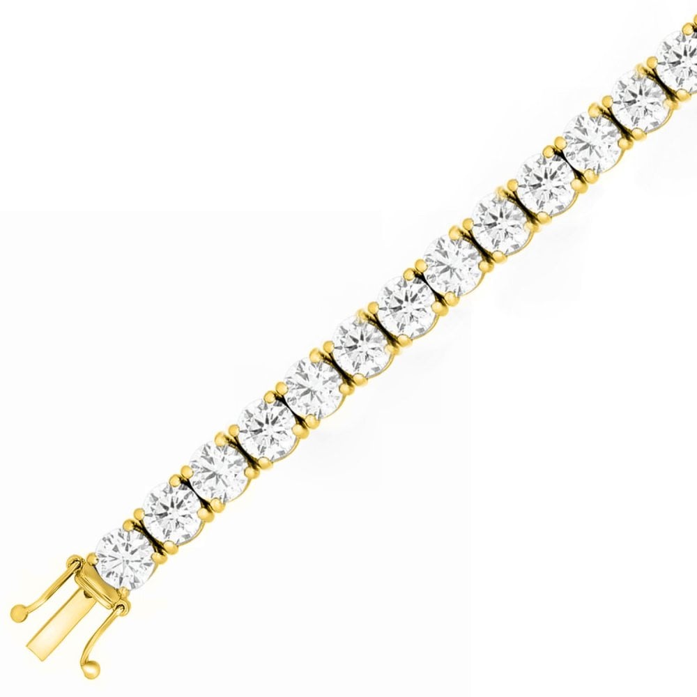 Lab grown 18ct yellow gold 21.33ct round diamond tennis bracelet