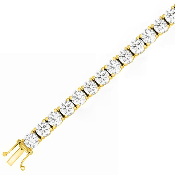 Lab grown 18ct yellow gold 21.33ct round diamond tennis bracelet
