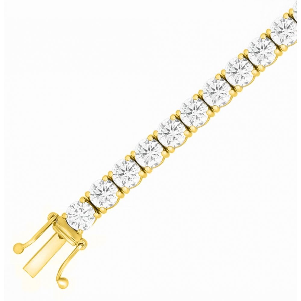 Lab grown 18ct yellow gold 14.10ct round diamond tennis bracelet