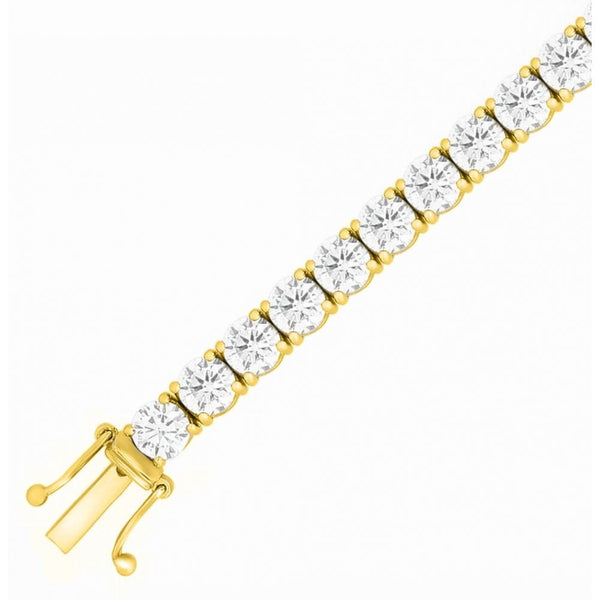 Lab grown 18ct yellow gold 14.10ct round diamond tennis bracelet