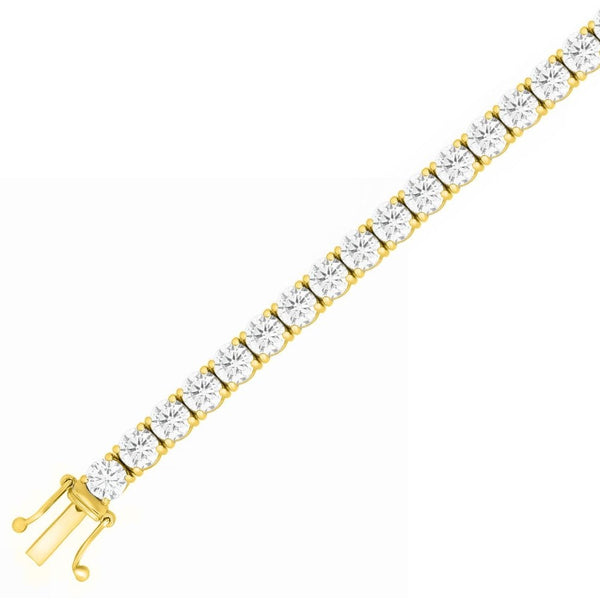 Lab grown 18ct yellow gold 14.10ct round diamond tennis bracelet