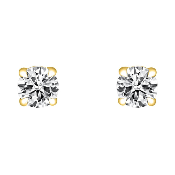 Lab grown 18ct yellow gold 2.04ct D VVS2 round diamond earrings