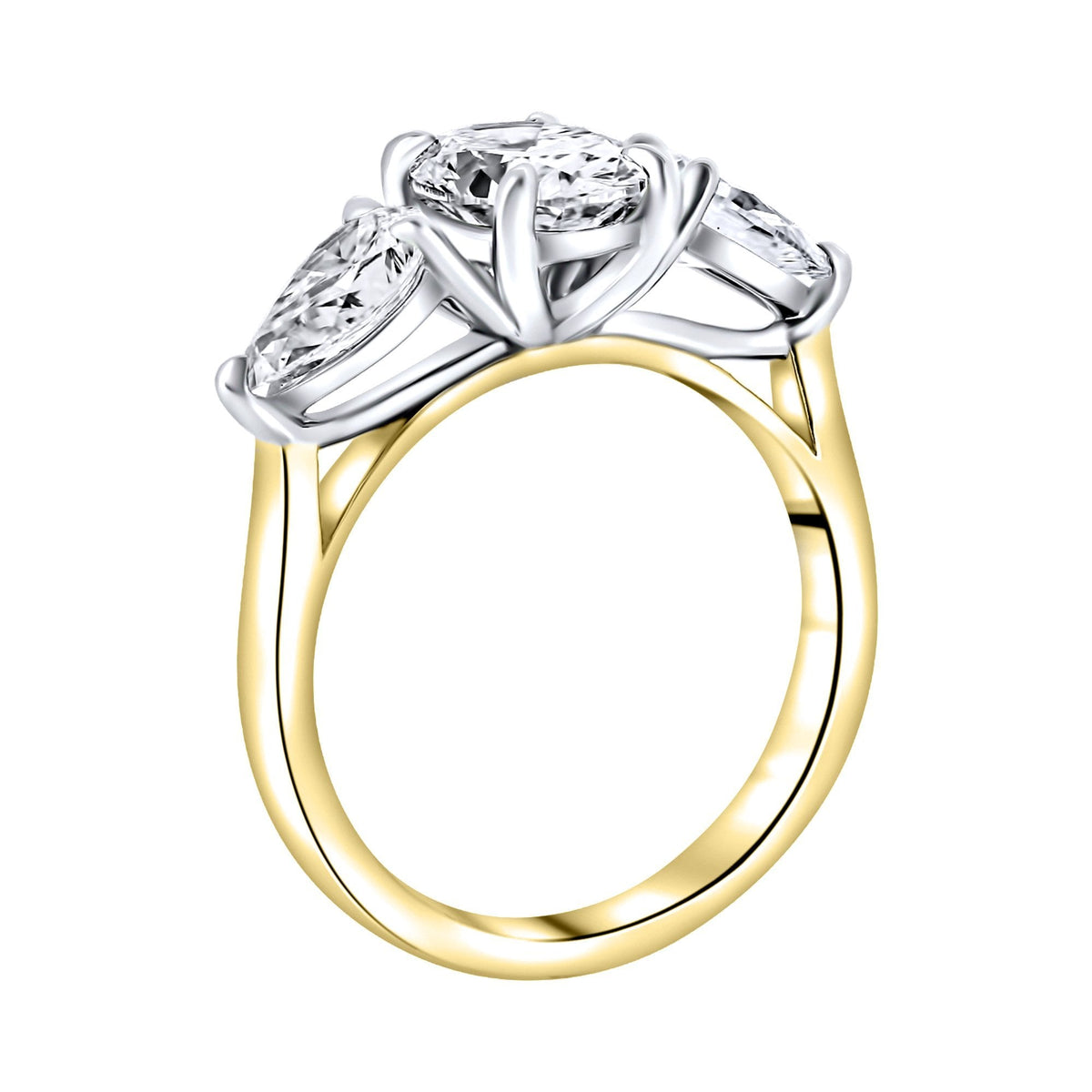 LG 18ct yellow gold 2.15ct D VVS2 IGI oval & pear diamond ring
