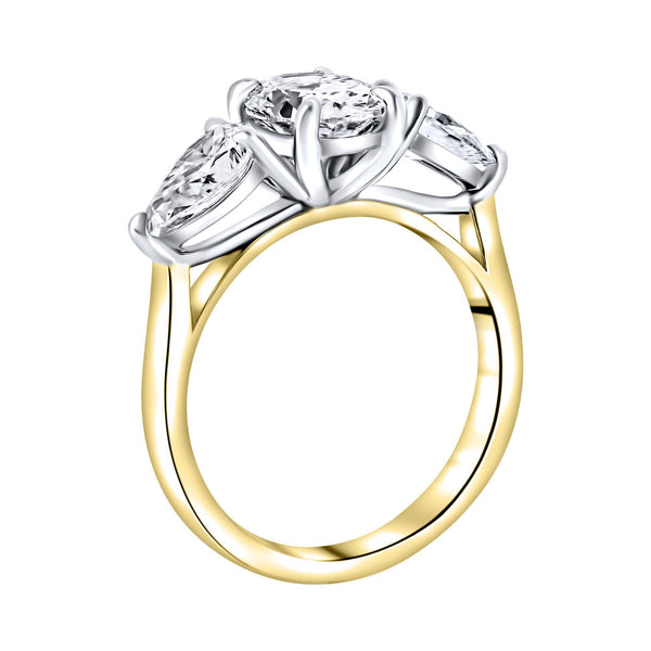 LG 18ct yellow gold 2.15ct D VVS2 IGI oval & pear diamond ring