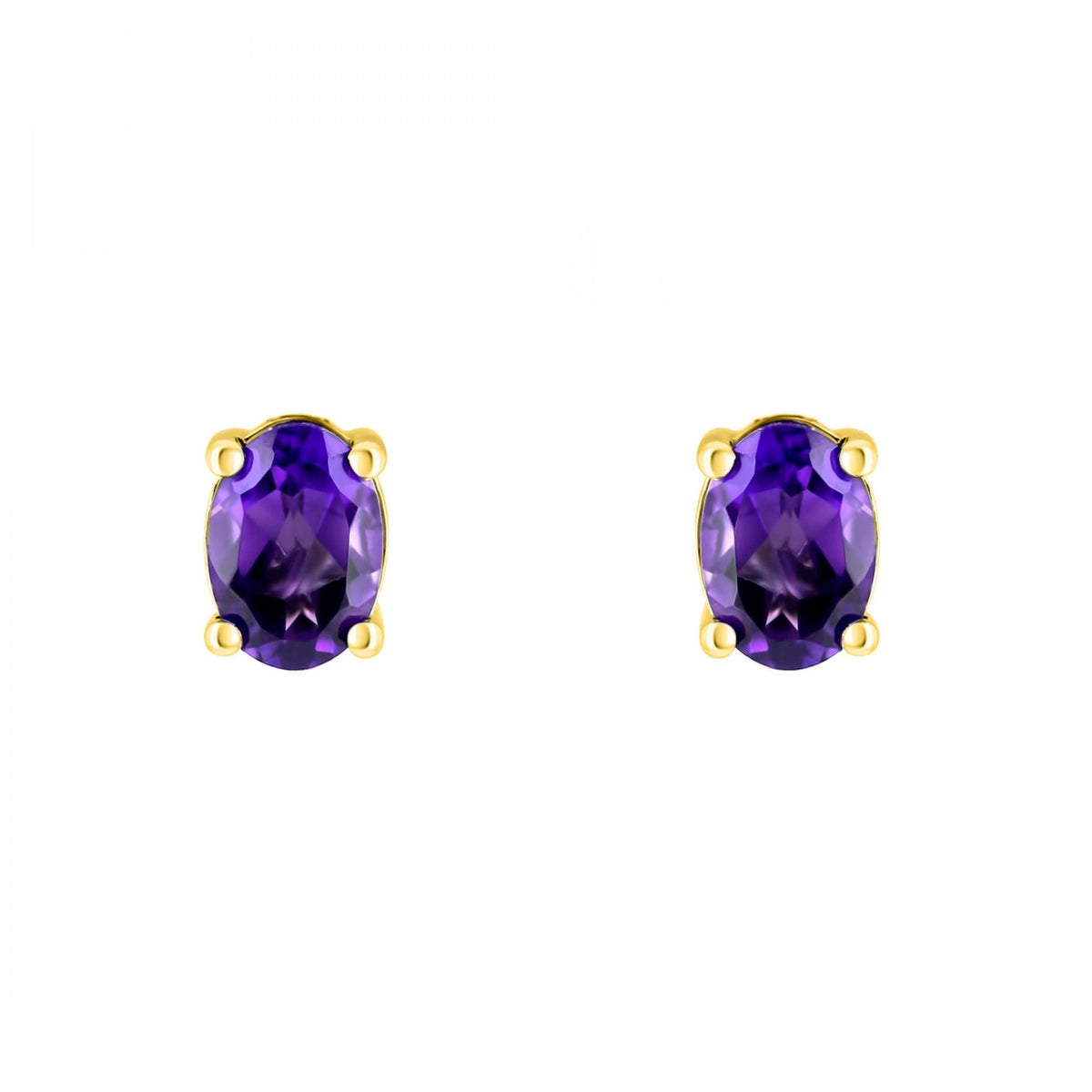 18ct yellow gold 7mm x 5mm amethyst stud earrings