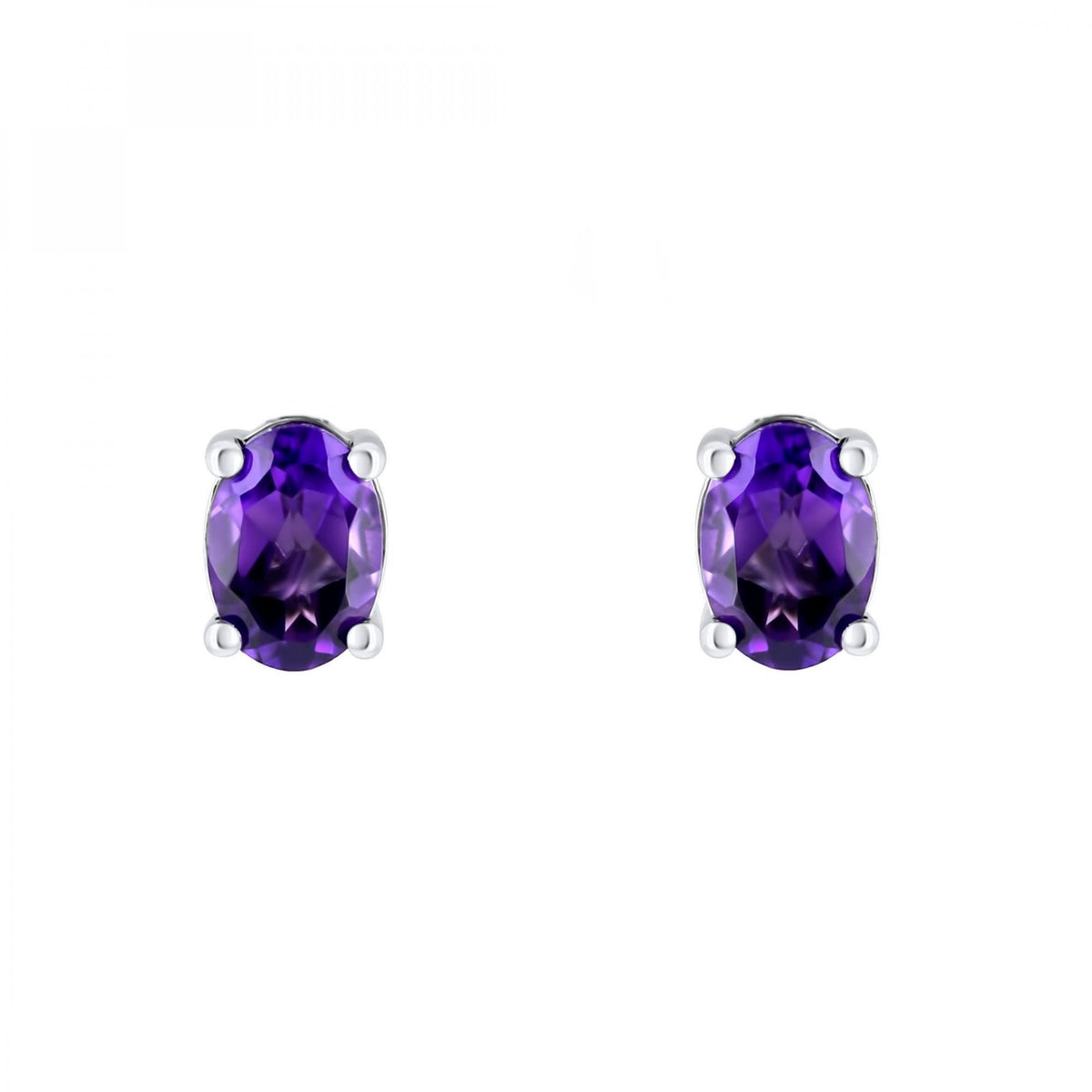 Platinum 7mm x 5mm amethyst stud earrings
