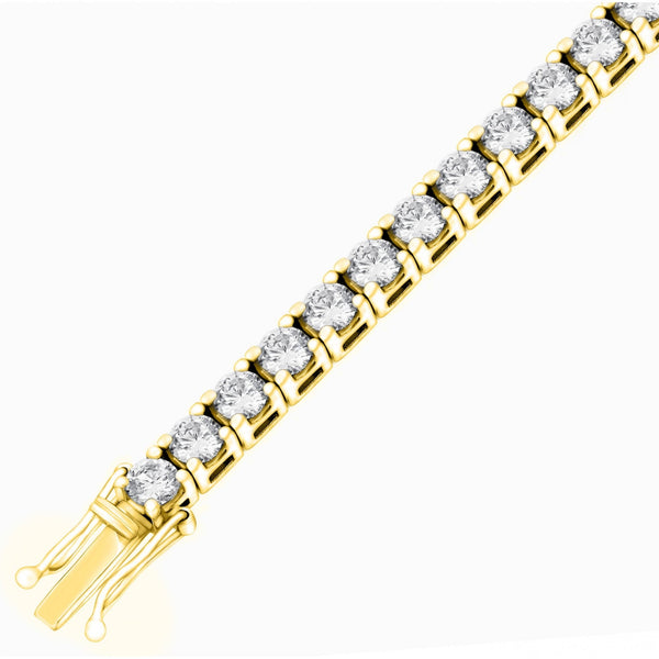 Lab grown 18ct yellow gold 12.00ct round diamond tennis bracelet