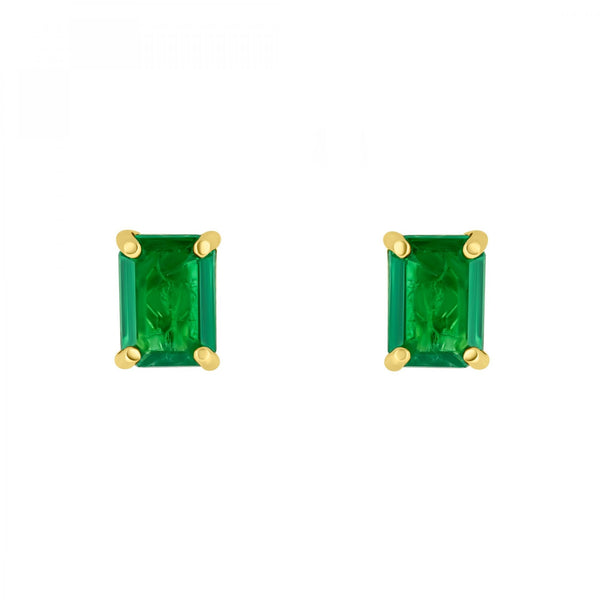 18ct yellow gold 7mm x 5mm emerald stud earrings