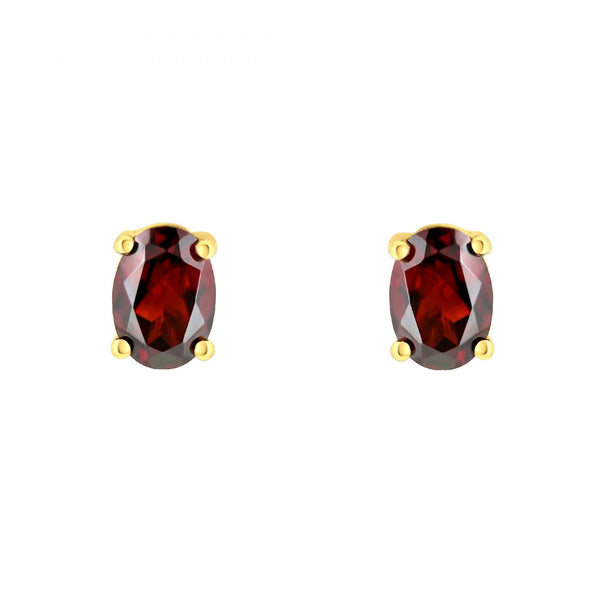 18ct yellow gold 7mm x 5mm garnet stud earrings