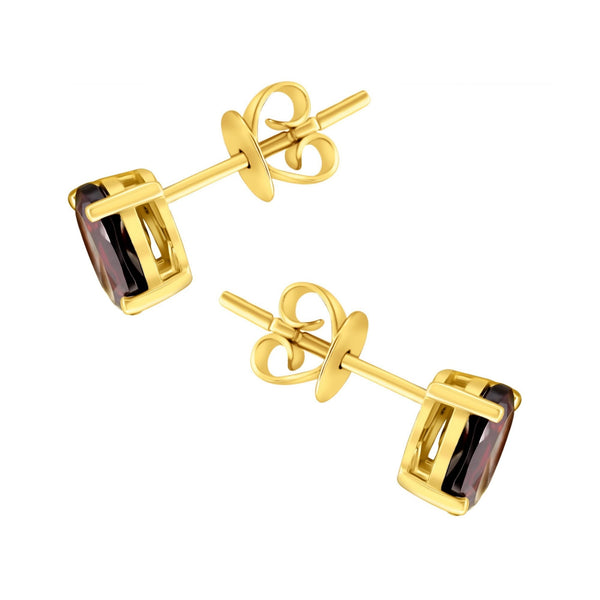 18ct yellow gold 7mm x 5mm garnet stud earrings
