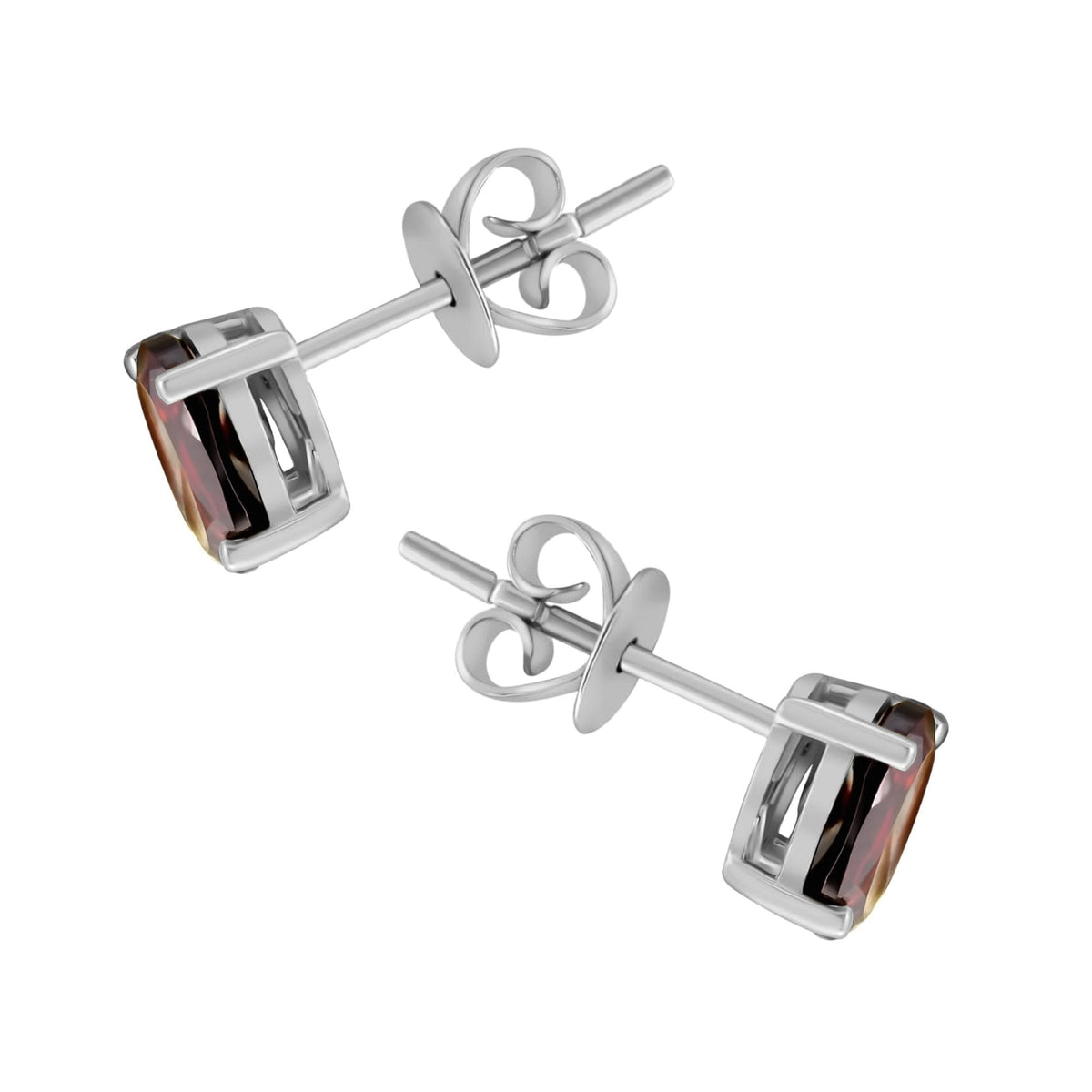 Platinum 7mm x 5mm garnet stud earrings