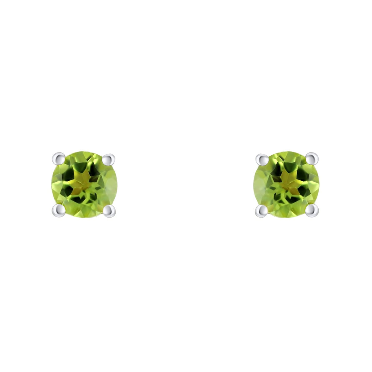 Platinum 5mm x 5mm peridot stud earrings