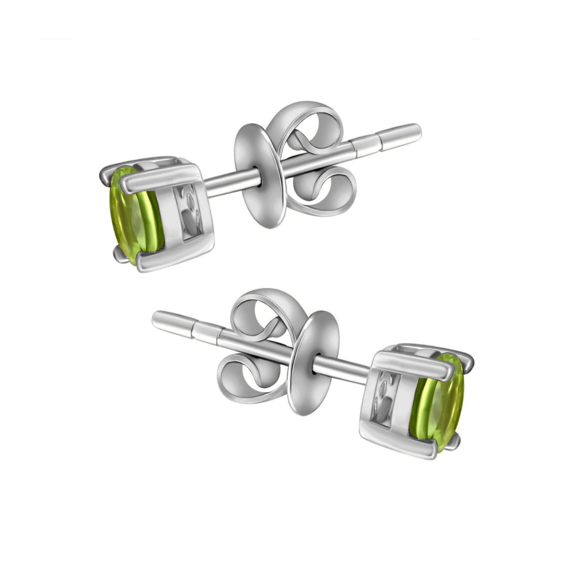 Platinum 5mm x 5mm peridot stud earrings