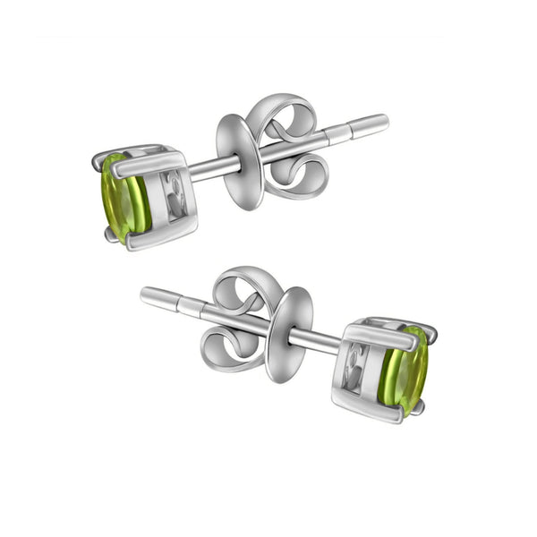 Platinum 5mm x 5mm peridot stud earrings