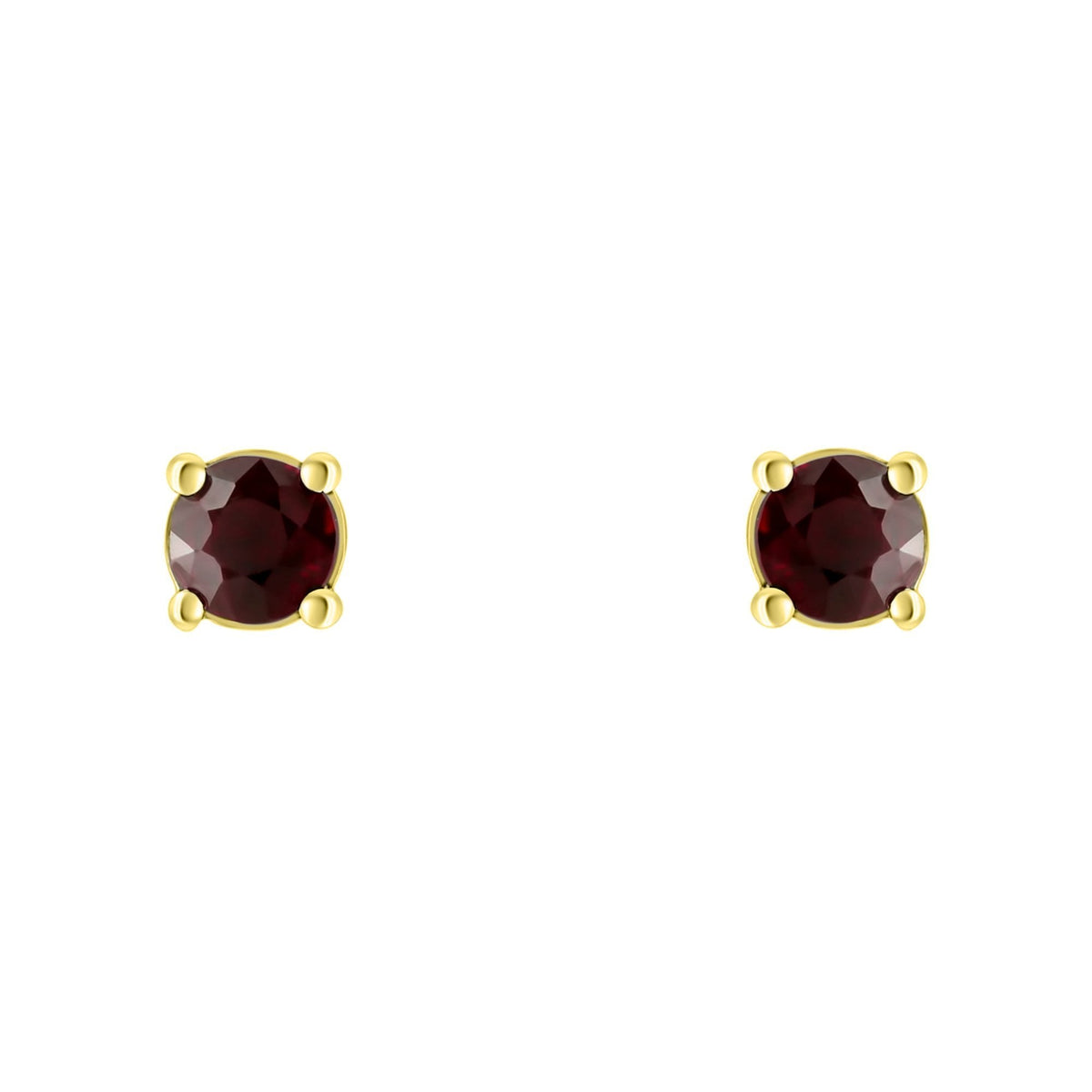 18ct yellow gold 5mm x 5mm ruby stud earrings