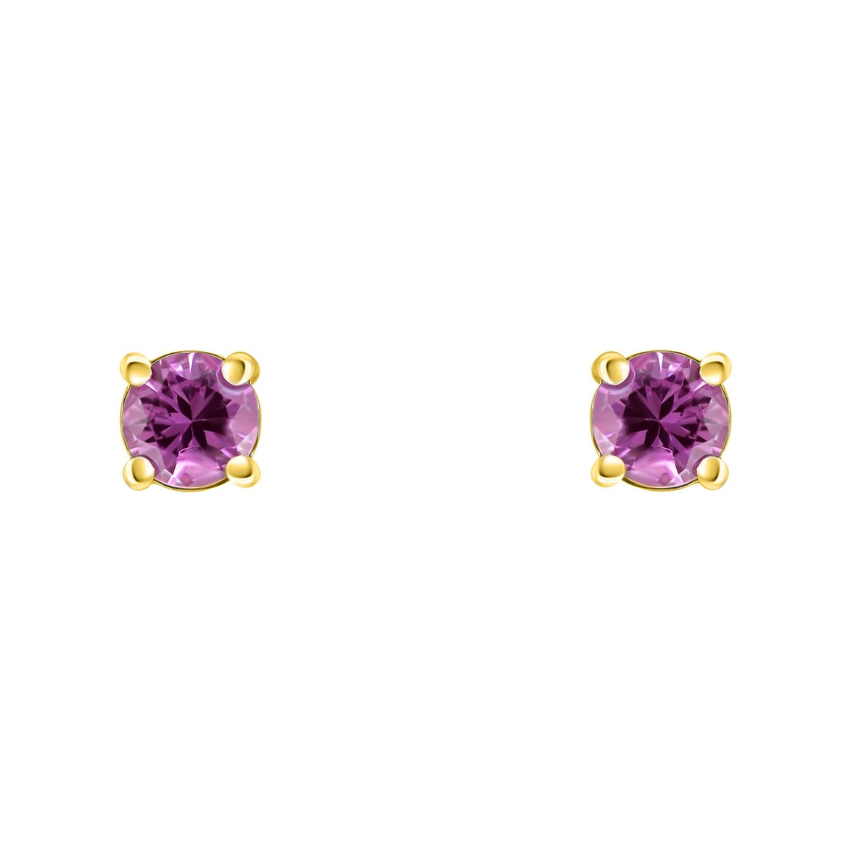 18ct yellow gold 5mm x 5mm pink sapphire stud earrings